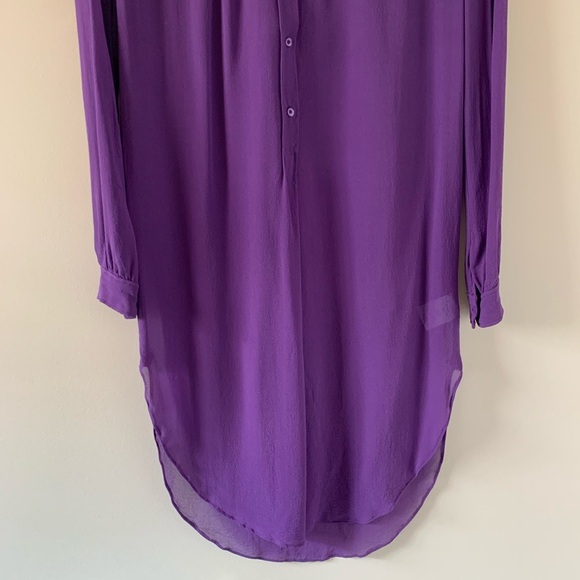 Aritzia Babaton Shirt Dress Button Down front Silk Long sleeve Purple Size XXS - Picture 13 of 16